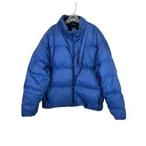 VINTAGE GAP Jacket Mens XL Blue Puffer Down Full Zip Fleece Lined Y2K 90s
